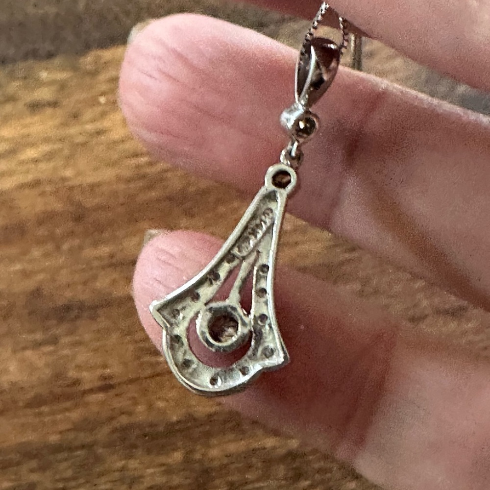 14k Solid Gold Diamond Melee Pendant Necklace - Picture 5 of 6